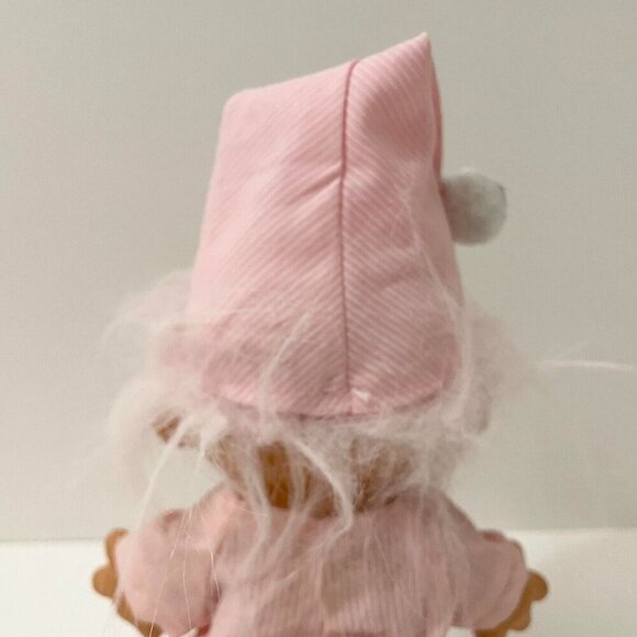 Vtg Russ Bedtime Sleepy Troll Doll Pajamas Pink Stripe Nightcap 8 Inch Tall - Picture 11 of 16